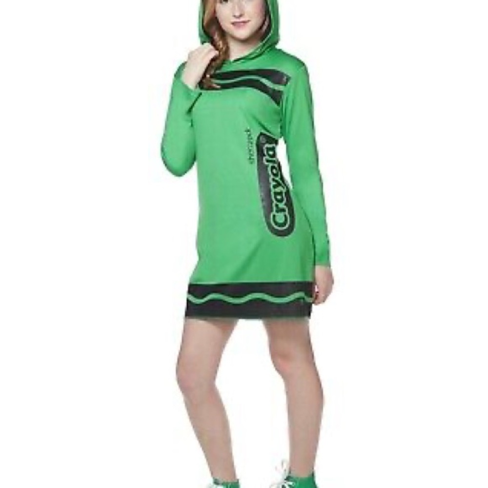 Size medium Crayola Shamrock green hooded dress Halloween costume.  10-12 girls